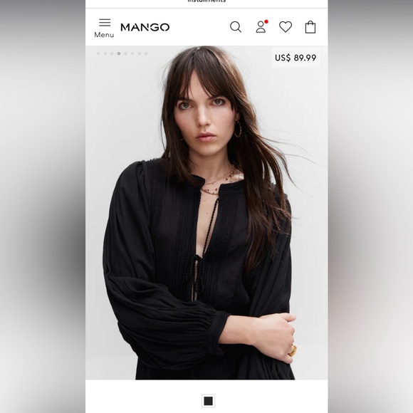 mango textured dress with bows - Picture 3 of 7